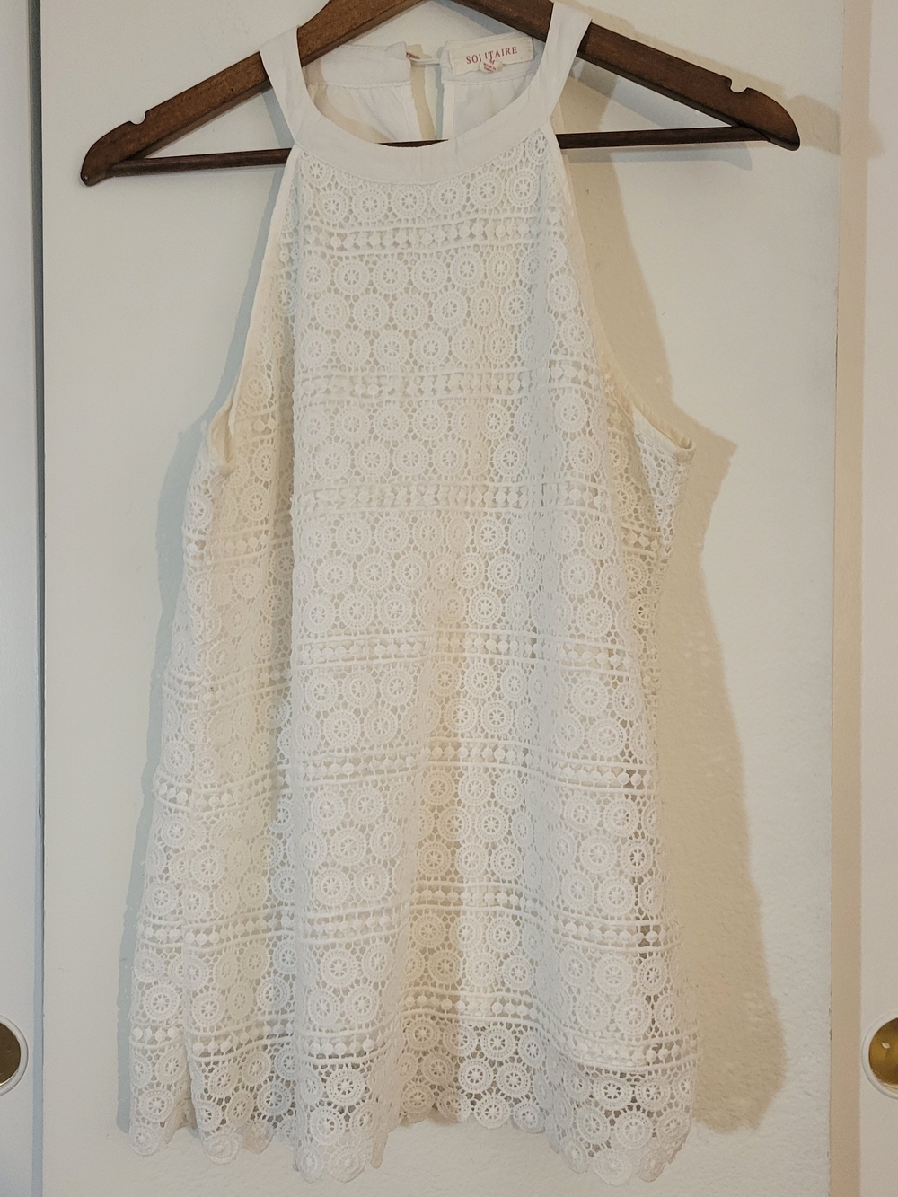 Solitaire White Crochet Halter Dress